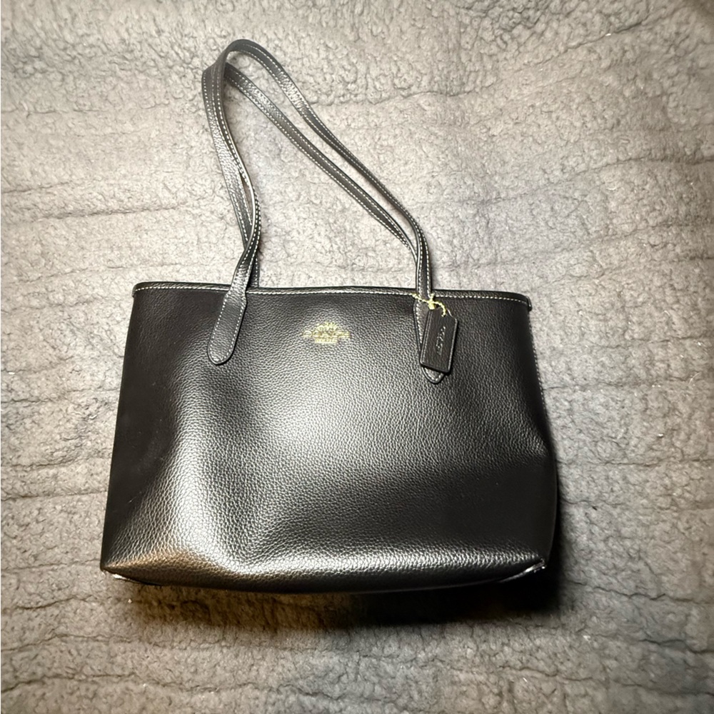 Black Leather Tote Bag - Classic Everyday Shoulder Bag